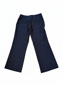 Grey Check Wide Leg Trousers Size 42 Smart Office Elegant