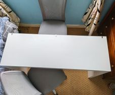 White Glass Desk + 2 Grey Office Chairs | Excellen