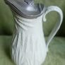 Antique Staffordshire Parian Ware Pitcher: William Brownfield Fern Design, Pewter Lid Image 3