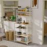 Kitchen Bakers Rack, Microwave Oven Stand with Storage Shelves, Industrial Coffee Bar Station, with Adjustable Wine Holders and 12 S Hooks, Metal Frame, Natural  White, 58 / 39 / 144CM Image 6