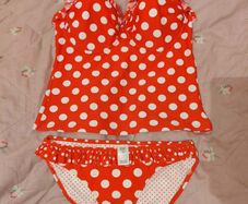 Brand new F&F red polka dot halter neck tankini swimsuit  size UK10 cup 38C Postage included