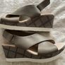 Olive Green Clarks Wedge Heeled Sandals - Size 39.5 - New Image 2