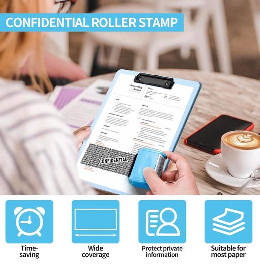 Address Blocker Stamp,Lindastas Wide Roller Stamp,Including 3-Pack Refills Confidential Roller Stamp, Data Defender Anti Theft and Privacy Safety