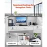 Reception Desk, 127.5cm Rectangular Front Counter Table, Modern Office Reception Desk with Light Strip, 3 Drawers & Storage Cabinets, Retail Counter Table Image 2