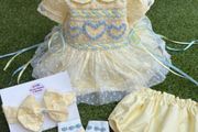 girls hand smock dress kick pants bows and socks
