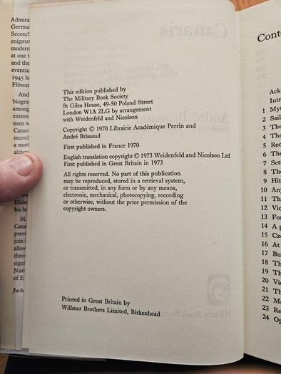 Canaris. By Andre Brissaud. 1973 Hardback With Dustjacket In Good Condition. See Photos For Same.