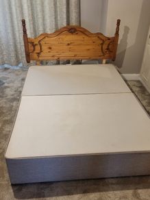 Double Wooden Headboard and Interlinking Base