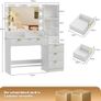 Large Dressing Table with LED Lighting Mirror and Sockets, 12 Jewellery Hooks and 5 Drawers, Dressing Table with Open Shelves for the Bedroom (White) Image 2
