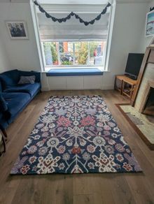 Navy & Pink Wool Rug