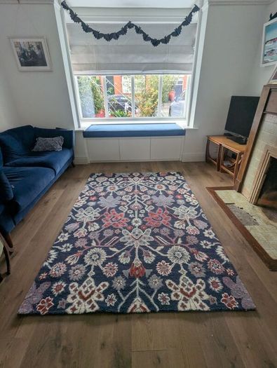 Navy & Pink Wool Rug