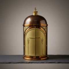 Brass and gilded tabernacle with key. Beautiful piece.