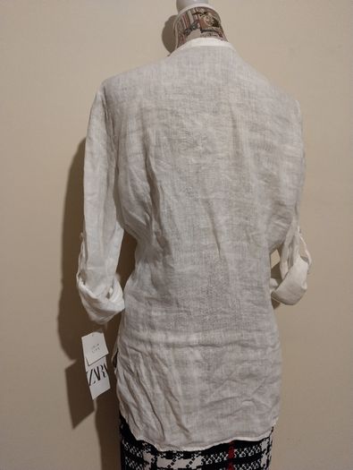 Zara White Linen Top, New With Tags