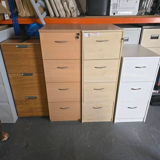 Filing cabinets x 4 and wooden storage unit