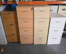 Filing cabinets x 4 and wooden storage unit