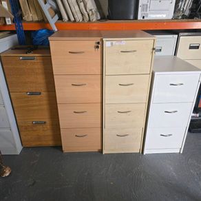 Filing cabinets x 4 and wooden storage unit