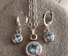 Silver Plated Aquamarine Swarovski Crystal Set