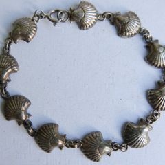Vintage Sterling Silver 925 Shell Bracelet Conchas - Shell Bracelet (length 7,5" - 3,86g)