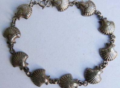 Vintage Sterling Silver 925 Shell Bracelet Conchas - Shell Bracelet (length 7,5" - 3,86g)