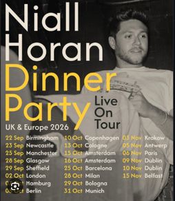 2 Niall Horan standing tickets 10th November -3 arena - 65 euro each