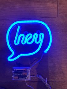 "Hey" neon effect sign blue