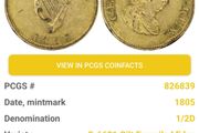 Ireland 1805 Proof 1/2d Halfpenny S-6621 Gilt Engrailed Edge PCGS AU Details