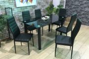 Black Glass Dining Table Set Seats 6 in Style!
