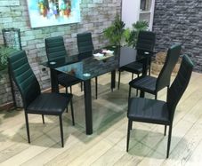 Black Glass Dining Table Set Seats 6 in Style!