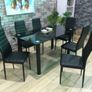Modern Glass Dining Table Set Seats 6 Image 3