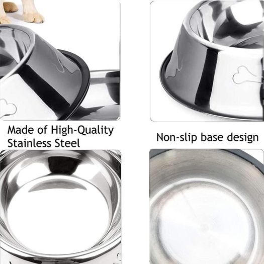 2 Stainless Steel Dog Bowls, Dog Feeding Bowls, Dog Plate Bowls With Non-slip Rubber Bases,Small Pet Feeder Bowls And Water Bowls (FREE POSTAGE)
