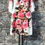 Laura Bernal - White & Red Pink Roses Sweetheart Tie Up Back with Bell Sleeves Image 10