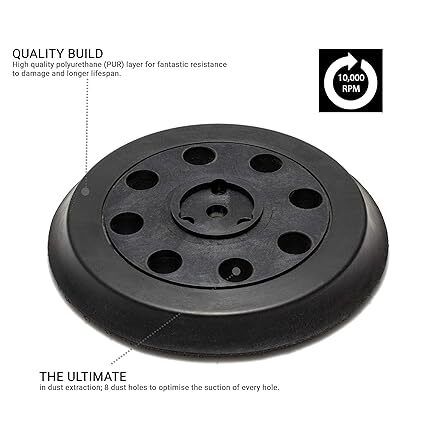GLASS POLISH 12718 | Random Orbit Sander Backing Pad, Sanding Backer with Hook and Loop 125 mm