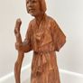 Vintage Wooden hand Carved Asian Figurine old Korean woman with a stick Image 3
