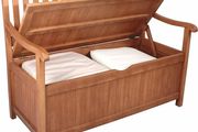 Wooden Garden Bench with Storage Box  Weatherproof 2-Seater for Patio &amp; Garden