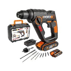 Worx H3 Rotary Hammer sds plus 20V Max. WX390.1 PowerShare Includes 2 batteries 2Ah, charger and case