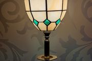 1920's Art Deco Tiffany Style Solid Brass Lamp