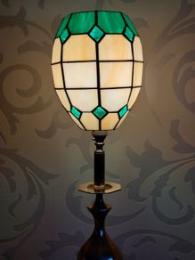 1920's Art Deco Tiffany Style Solid Brass Lamp