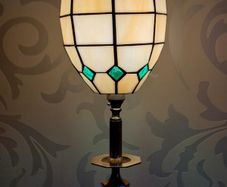 1920's Art Deco Tiffany Style Solid Brass Lamp