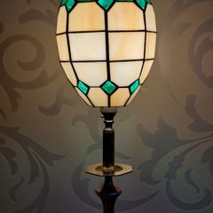 1920's Art Deco Tiffany Style Solid Brass Lamp
