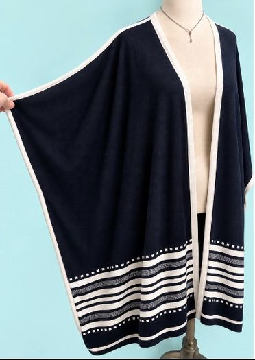 Jasper Conran Navy & White Linen Blend Cape