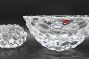 Orrefors Raspberry Pattern Clear Crystal Bowl and Candle Holder