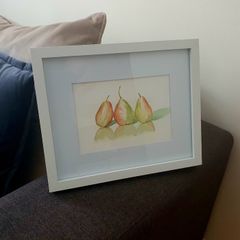 Original Watercolour Still Life - Three Pears - Framed Artist Artwork