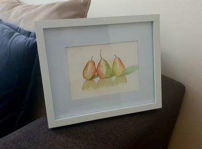 Original Watercolour Still Life - Three Pears - Framed Artist Artwork