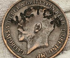 Great Britain 1914 Penny George V Counterstamped VICTOR