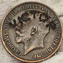 Great Britain 1914 Penny George V Counterstamped VICTOR