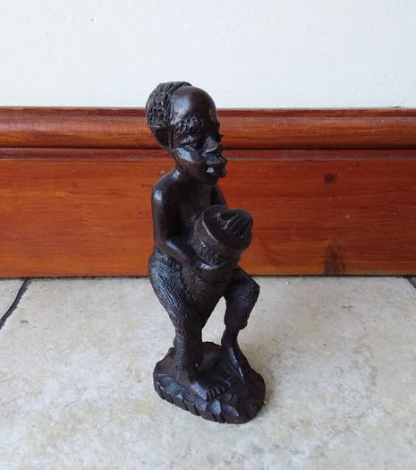 African Hand Carved Wooden Sculpture/Figure - Tribal Drummer
