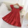 Brand New AGQT Kids Toddler Baby Girls Summer Dress Casual Ruffle Sleeve Leisure Dress Princess Beach Party Dress Red Size 5-6 Years Image 2