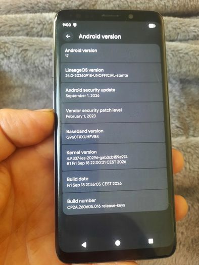 Samsung S9 Android 17