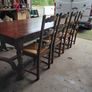 Antique 8 seater solid French monastery Oak table plus 4 seater bench and 4 chairs Image 3