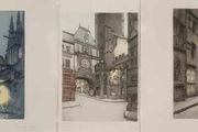 A rare trio of original etchings by Marcel Augis (pseudonym of H. Dupont). Provenence, etchings stamp.1914, rare antique art prints