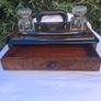 Victorian Burr Walnut Table Inkwell Stand Image 8